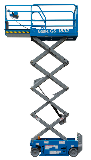 Electric scissor lifts, working height up to 7 m, small wheels